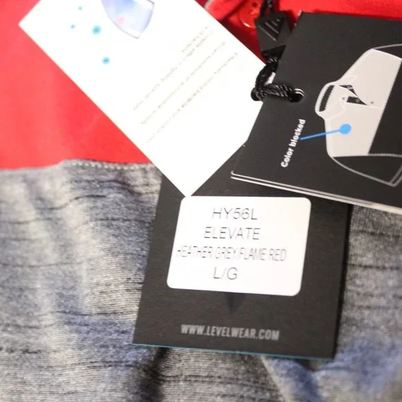 Leverwear heather grey flame red color block polo shirt Large NWT 3/$25 - Picture 11 of 13